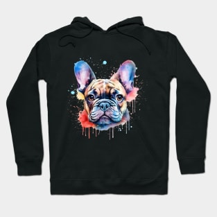 French Bulldog Watercolor Frenchie Watercolour Design Hoodie